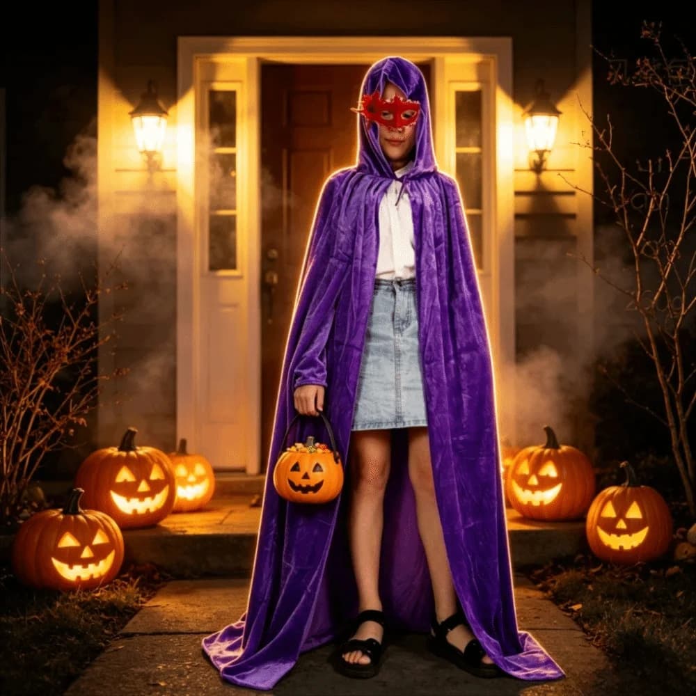 Velvet Halloween Hooded Cloak Hooded Design Hidden Dress Halloween Mage Robe Joker Style Conceal Gown Halloween Witchcraft Robe