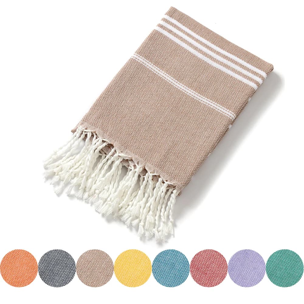 Asciugamano da bagno sportivo turco a righe in cotone con nappe, palestra da viaggio, campeggio, sauna, spiaggia, piscina, coperta assorbente, facile da pulire
