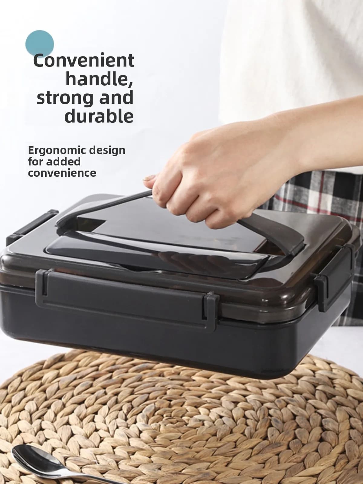 Contenitore per Pranzo Portatile in Acciaio Inox 304 Stile Nordico, Bento Box da Viaggio con Quattro Scomparti Profondi, Portapranzo per Studenti
