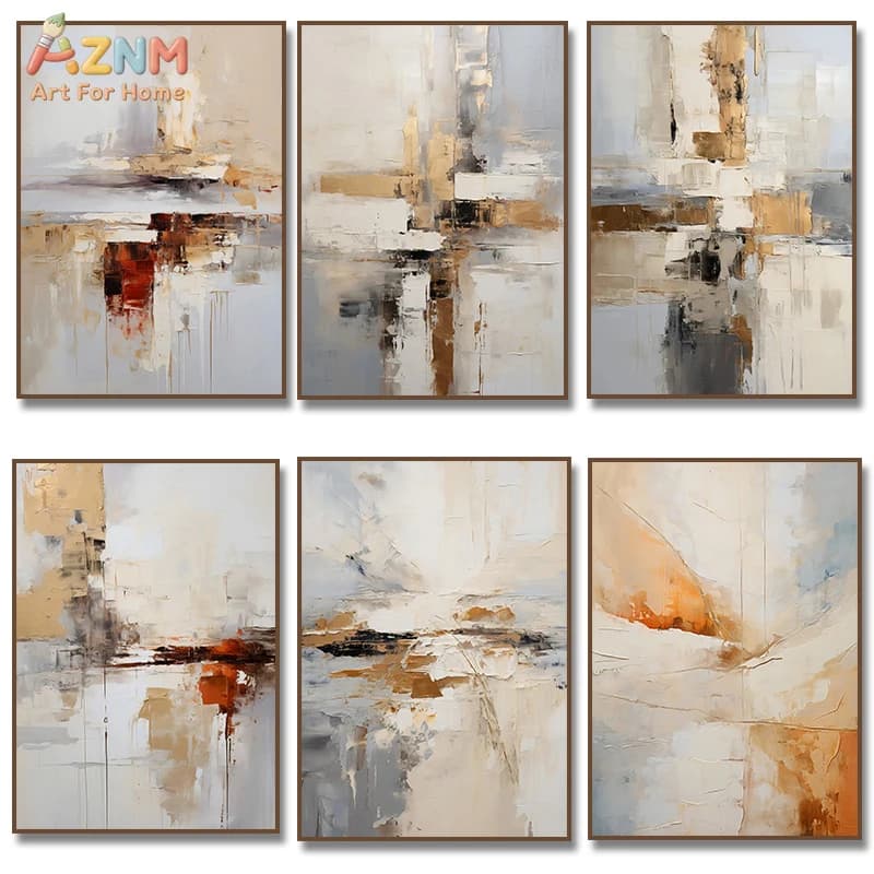 Neutral Landscape Canvas Painting Prints, Abstract Textured Modern Minimalist Poster for Living Room Wall Home Decor Cuadros