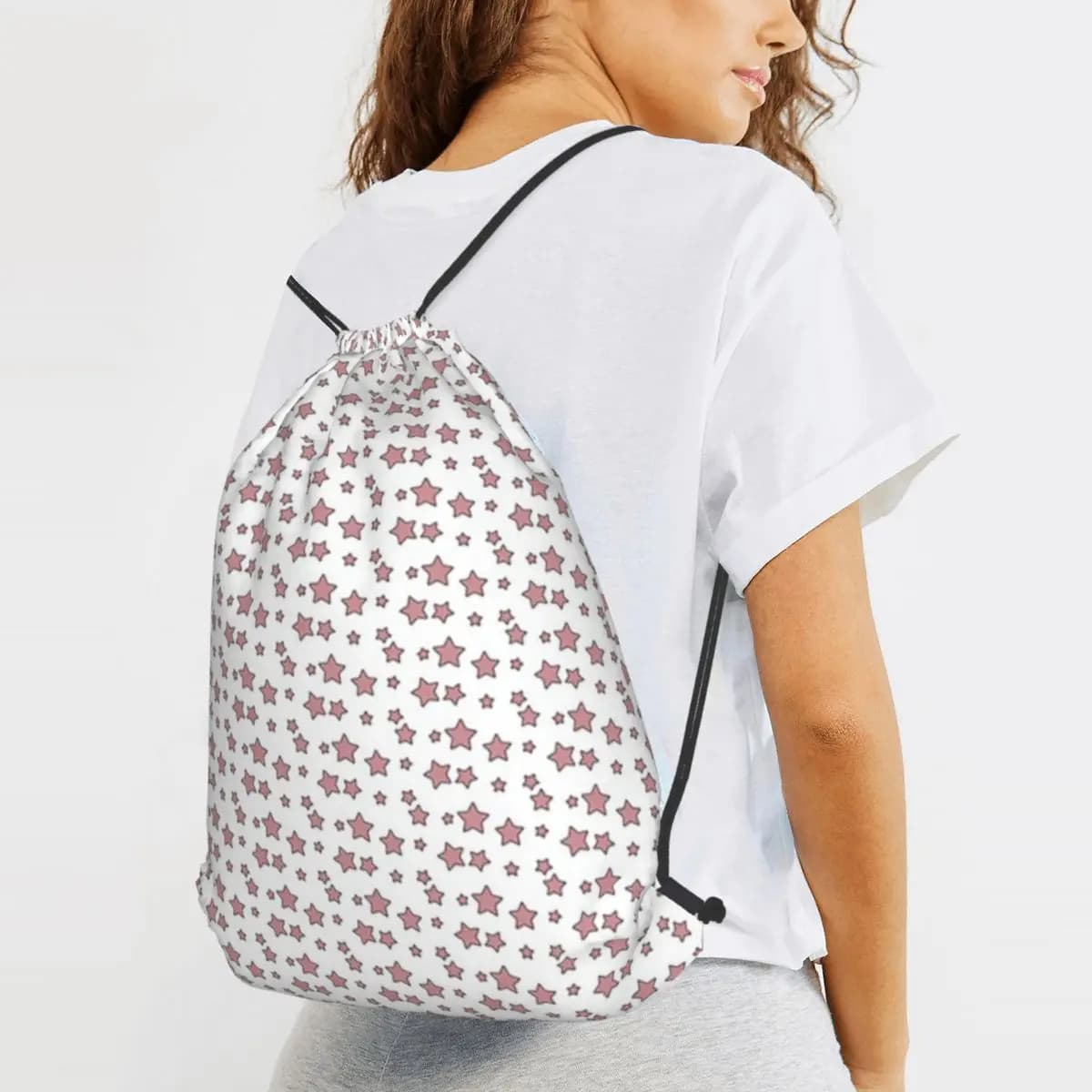Zaini minimalisti Dusty Rose Star, borse casual con coulisse, borse per scarpe, borse per libri, per viaggi e scuola