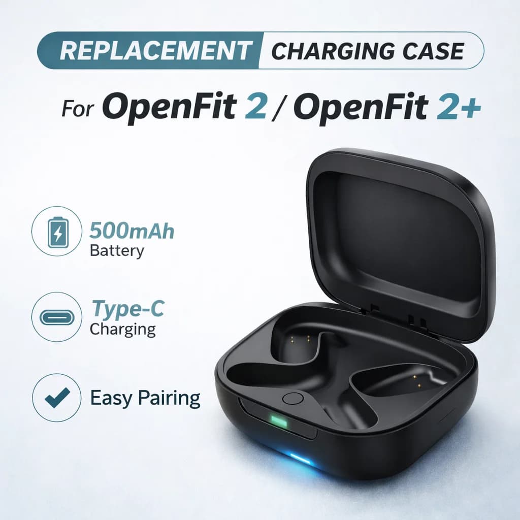 Custodia di ricarica di ricambio per auricolari SHOKZ OpenFit 2 / 2+ T920 / T921, con batteria da 500mAh e ricarica Type-C, facile da accoppiare