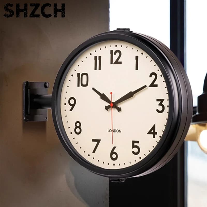 Double Sided Wall Clock Modern Silent Non-Ticking Corner Clock for Living Room Designer Stylish Wall Decorative Silent Timepiece