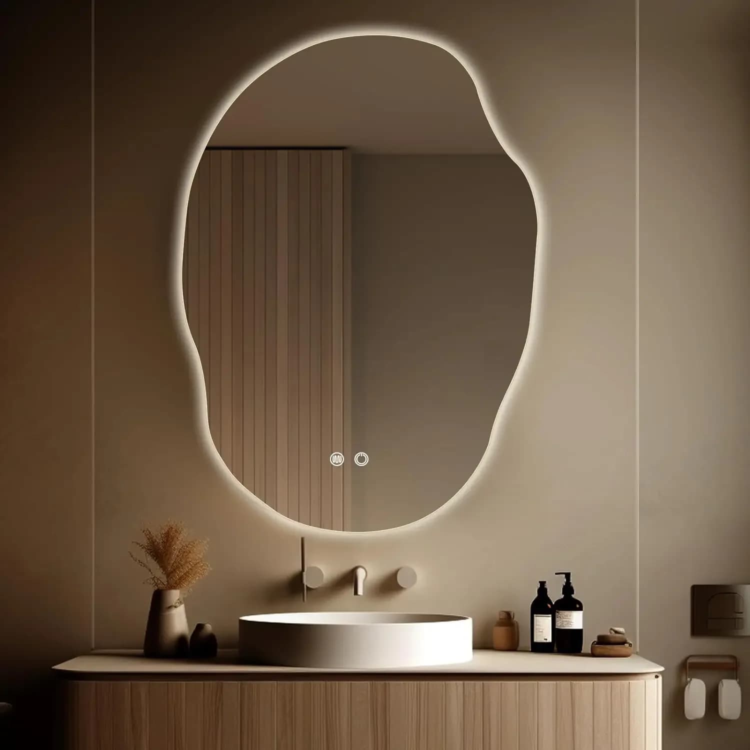 Specchio da bagno a LED con luci, specchio da bagno a LED da 25 x 35 pollici per parete, specchio antiappannamento per bagno, 3 Co