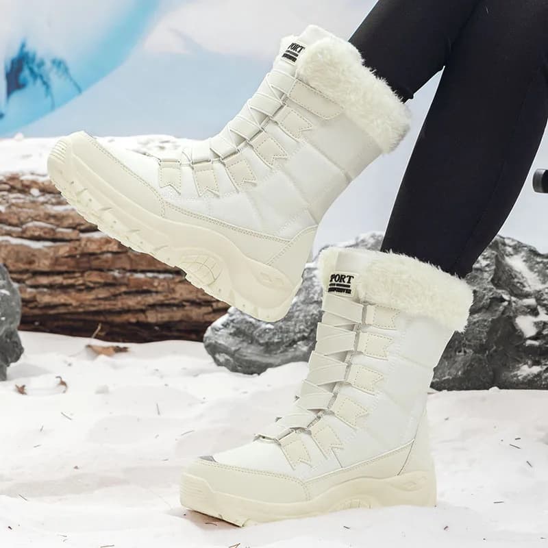 Outdoor Winter Snow Boots Women Thick-soled Comfortable Plush Anti-slip High-top Women Boots Keep Warm Hiking Boots Women
