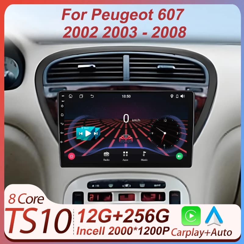 Autoradio Android 14 2din Per Peugeot 607 2004 - 2010 GPS Navigation Systems Smart Car Wireless Android Auto Carplay Screen Auto