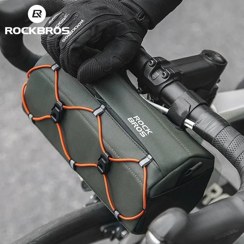 ROCKBROS Borsa da manubrio per bicicletta Borsa da bici multifunzionale da 2,2 litri per ciclismo su strada Mtb Borsa a tracolla regolabile Pacchetto per bicicletta dal design 3D