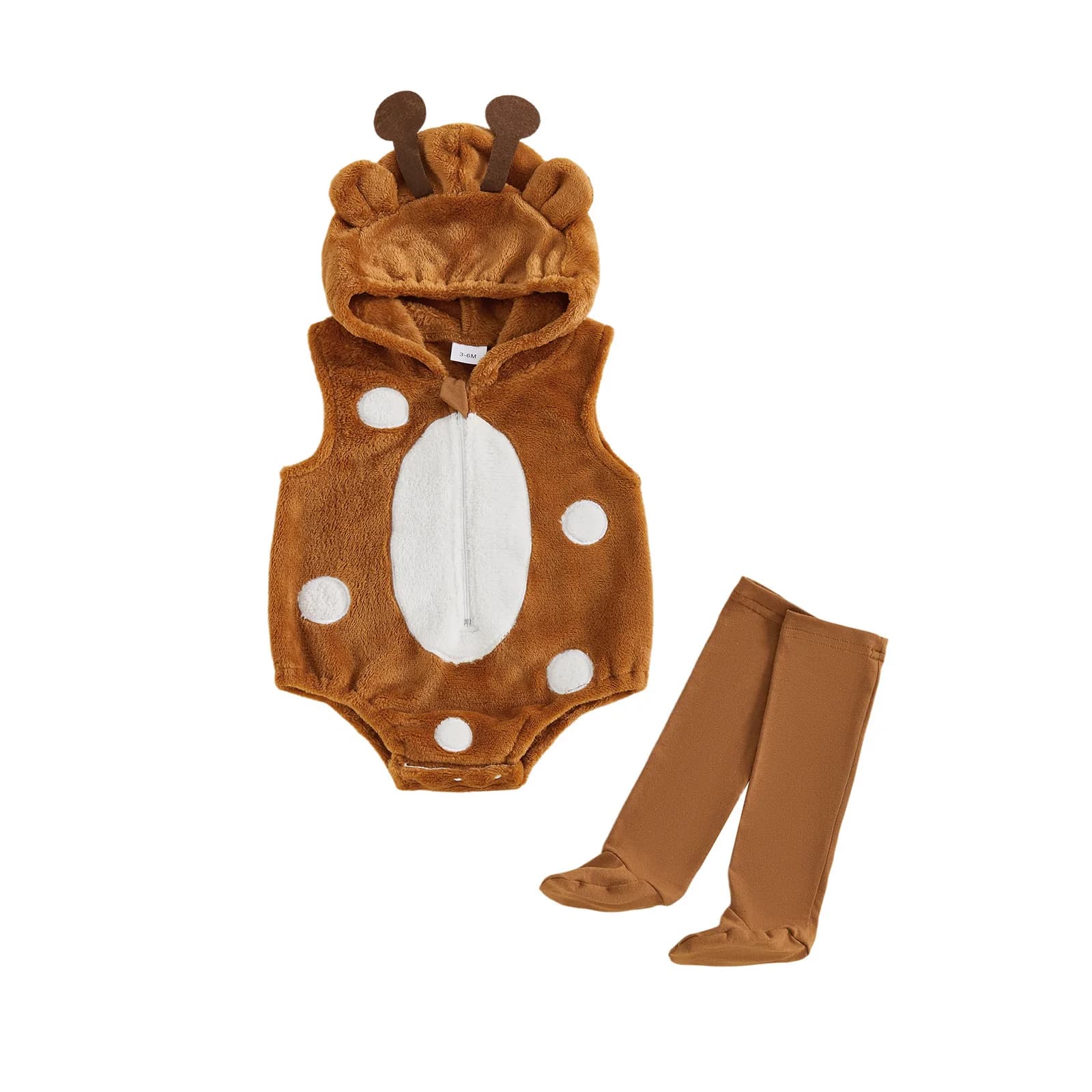 Adorabile pagliaccetto con cappuccio per orsetto, elegante e accogliente costume da panda senza maniche con calzini coordinati per neonati