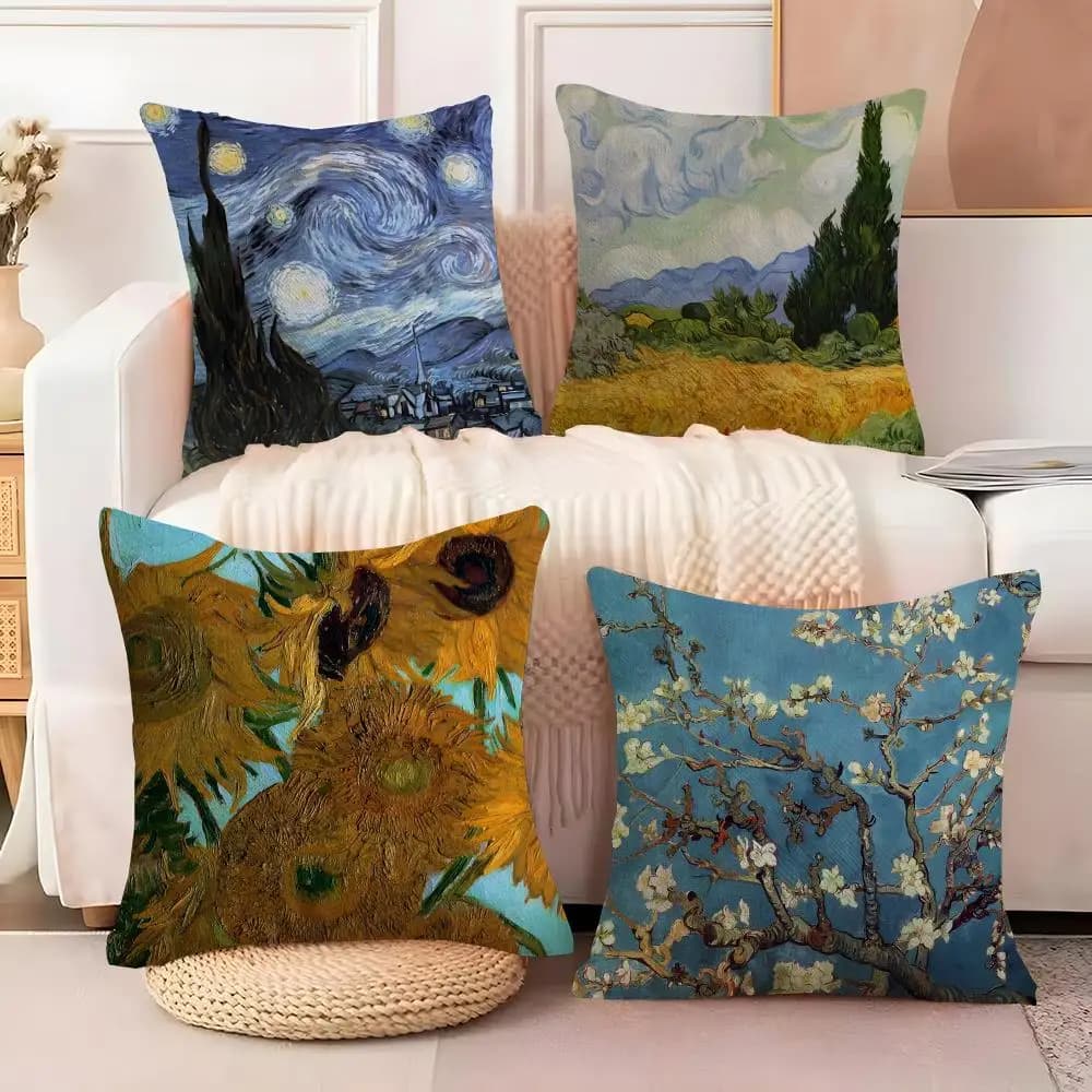 V-Van Gogh Oil Painting Pillow Lining, Footwear Soft Pillow Lining, Decorative Pillow Liner Printed On Both Sides, Home Hot Gift