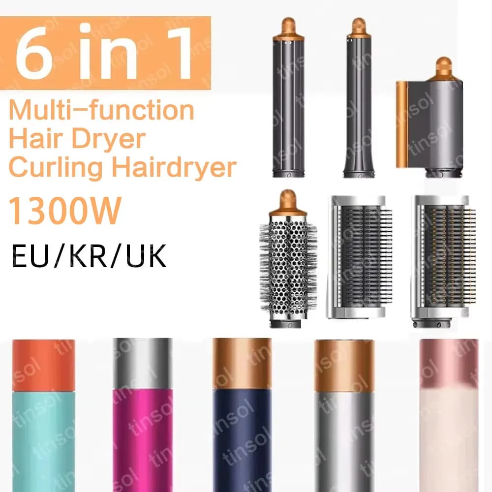 TINSOL Set Multifunzione 7 in 1 per Asciugatura e Styling dei Capelli, Arricciacapelli Automatico 1300W, Piastra Professionale per Salone