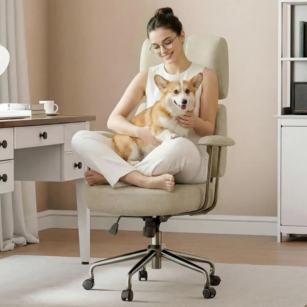 Sedia da Ufficio Ergonomica con Schienale Alto, Supporto Lombare e Seduta con Cuscino a Molla