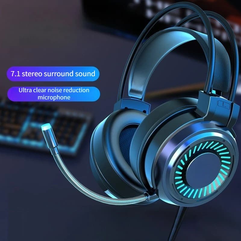 Cuffie Cuffie cablate a 7.1 canali con microfono Cuffie con illuminazione RGB Riduzione del rumore Adatto per giochi, musica, viaggi, lavoro