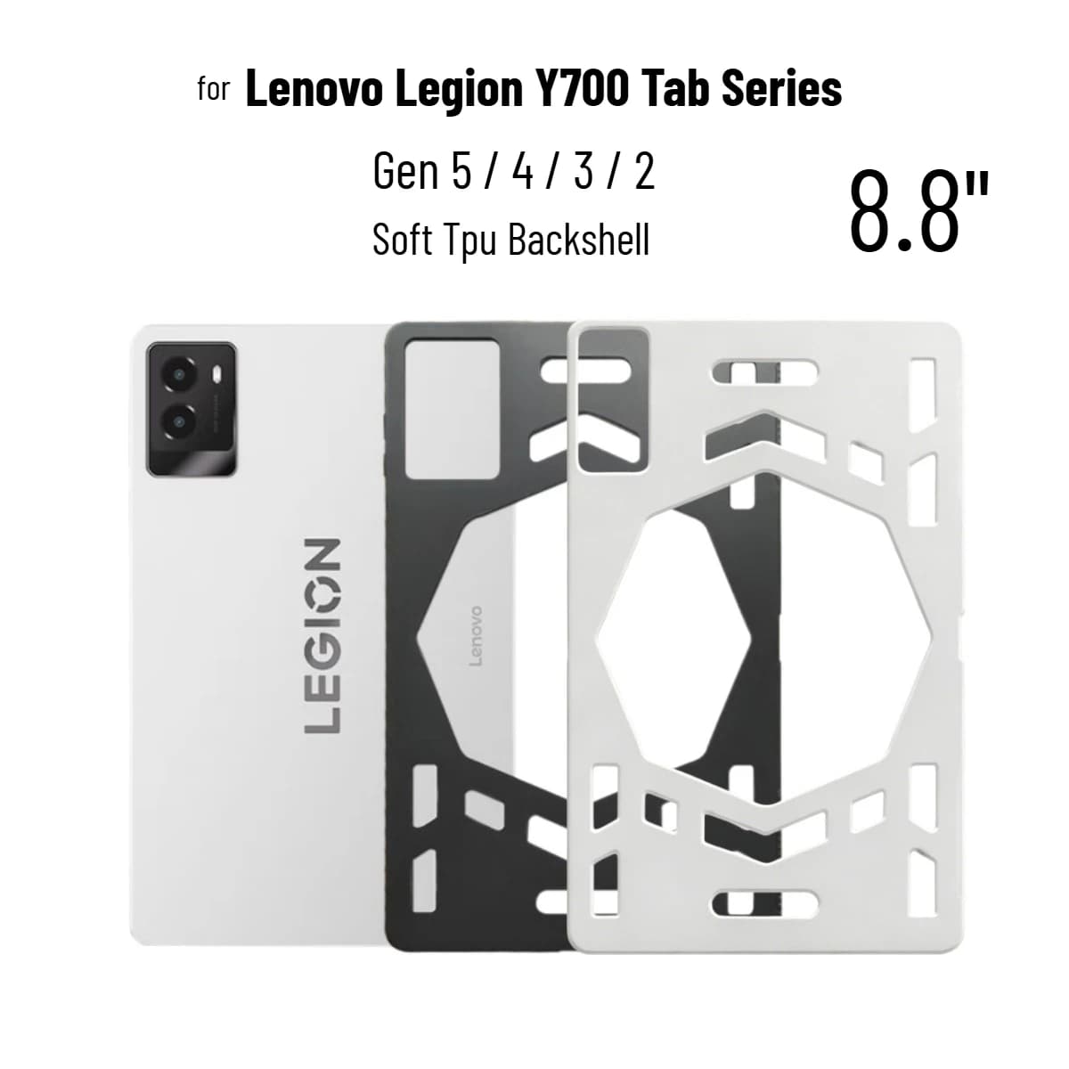 Flip Case for Lenovo Legion Y700 Tab Gen 5/4/3/2 8.8" Soft TPU Cover Hollow Cooling Design Shockproof Back Shell Non-Slip Cases