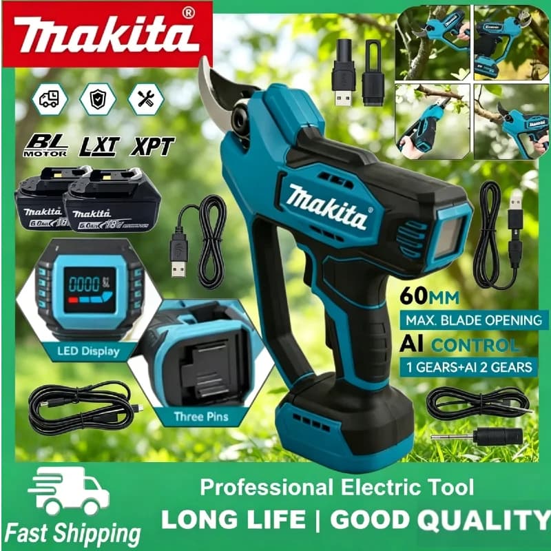 Forbici Elettriche Senza Fili Makita 18V Compatibili con Batteria Makita, Potente Attrezzo da Giardinaggio per Taglio Rami