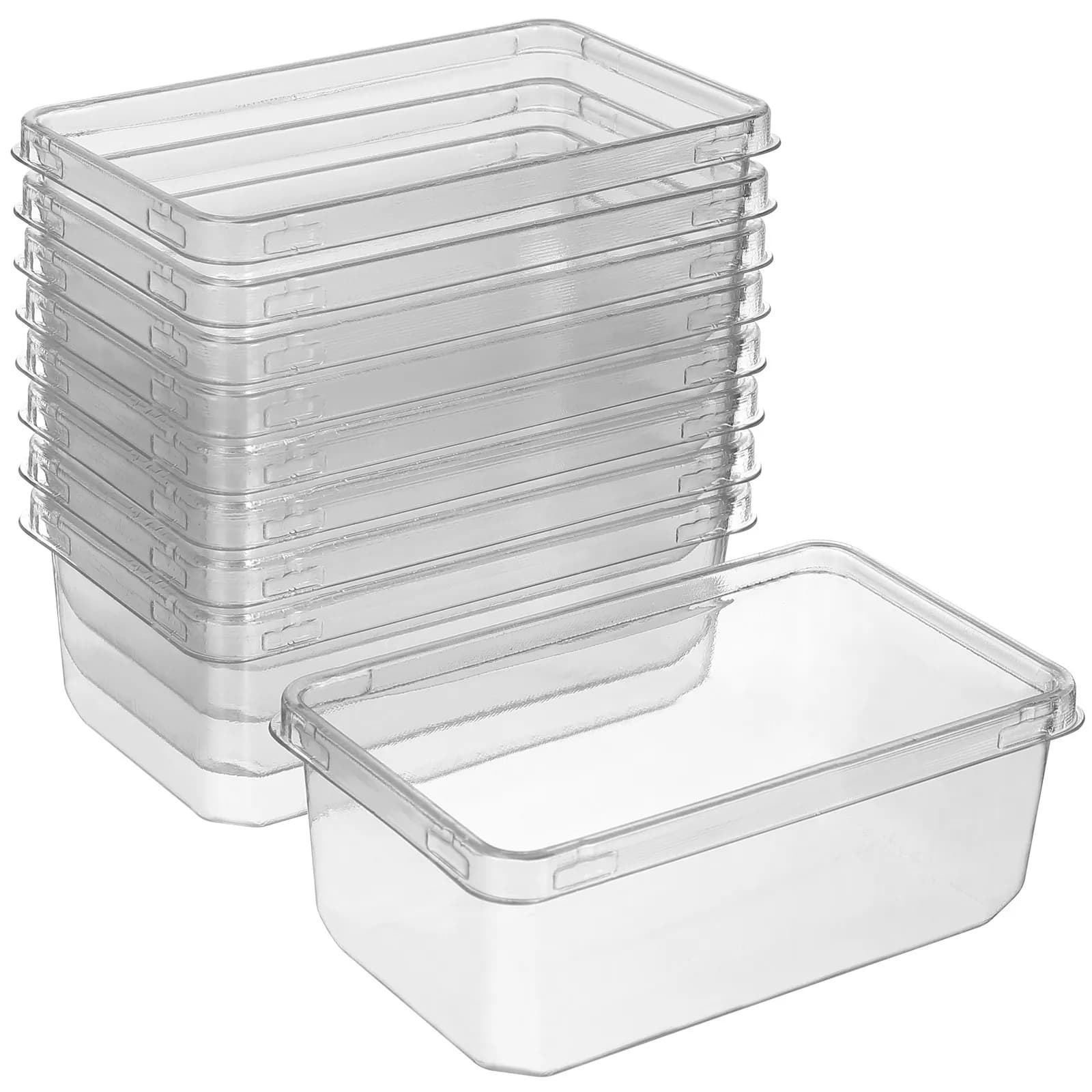 10Pcs Clear Pet Cake Container Box for Tiramisu Dessert Packaging Portable Baking Supply Transparent Food Carrier with High