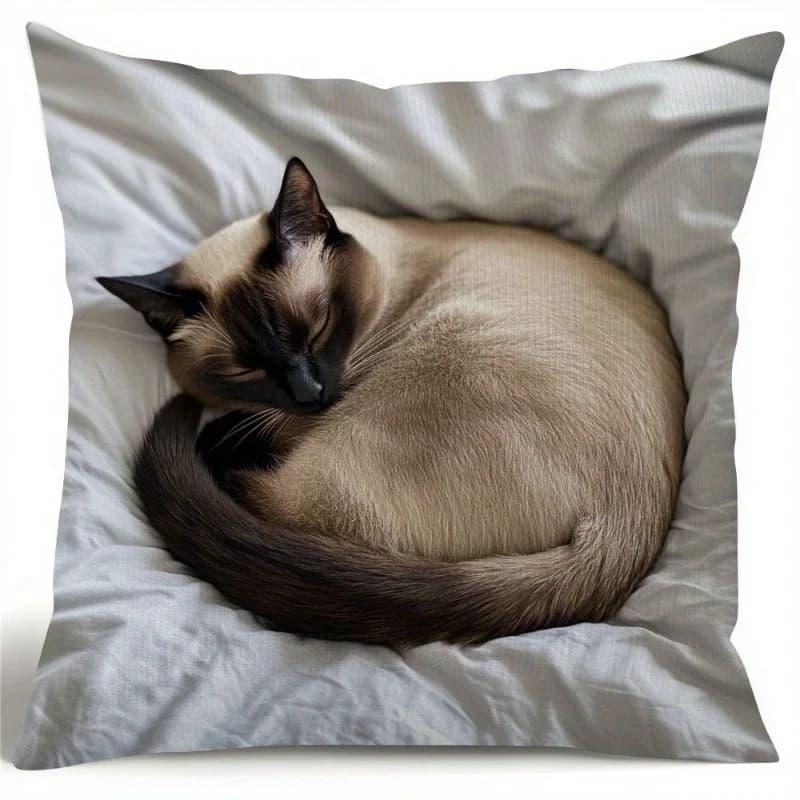 Un gatto siamese Design Fodere per cuscini Sedia Soggiorno Federa Accogliente cerniera Divano Fodere per cuscini Camera da letto Decorazioni per la casa per interni