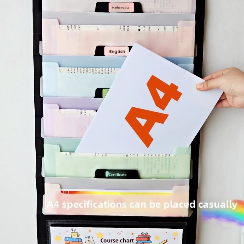 Cartelle di file sospese a 6 tasche Organizzatore di file multicolore montato a parete Tasche per fisarmonica espandibili di grande capacità per ufficio
