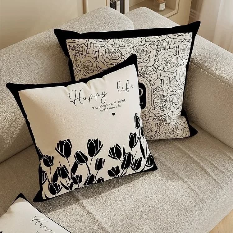 Luxury High-end beige cushion cover light abstract modern art simple pillow living room sofa model room lining for pillow