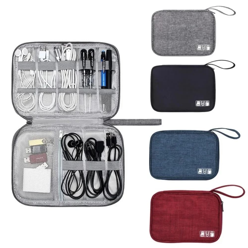 Portable Phone Cable Bag, Electronic Accessories Organizer, Waterproof Travel Case for OTG USB Cables, Charger and Plugs