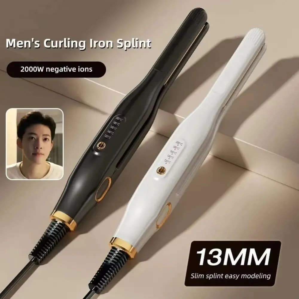 Piastra per Capelli 2 in 1 con Impugnatura Antiscivolo, Mini Arricciacapelli Domestico con Rivestimento in Plastica, Riscaldamento Rapido, Ferro Arricciacapelli Resistente al Calore per Capelli Corti