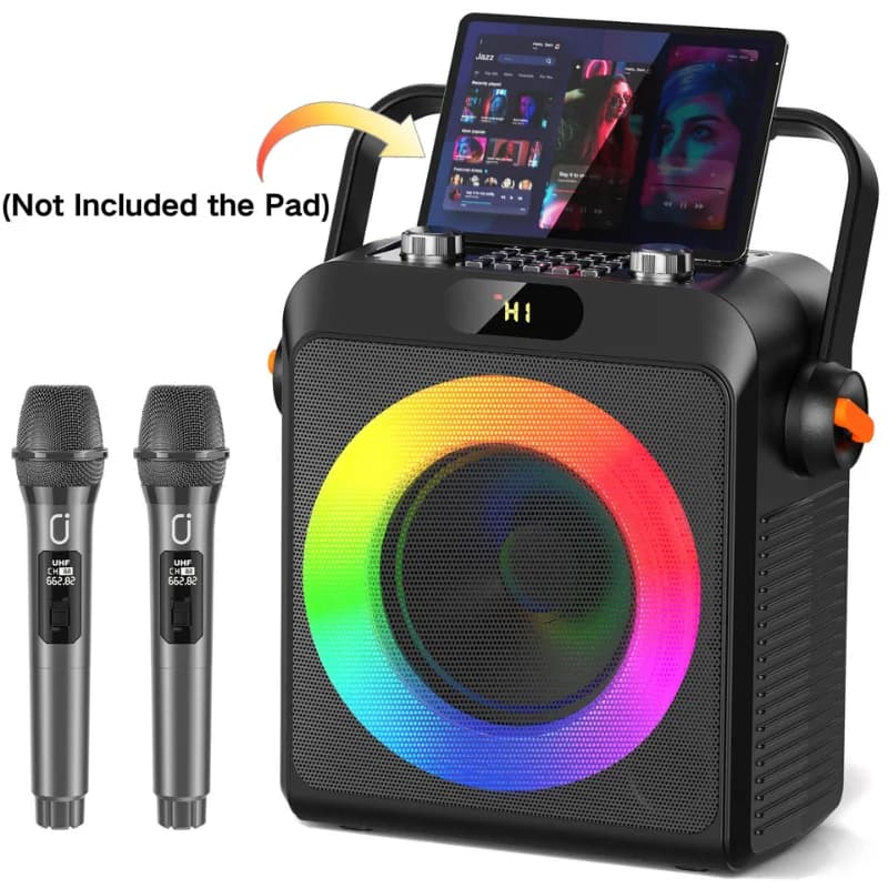 Altoparlante karaoke Bluetooth FanFun, altoparlante portatile wireless con 2 microfoni, macchina per karaoke per adulti, sistema karaoke domestico