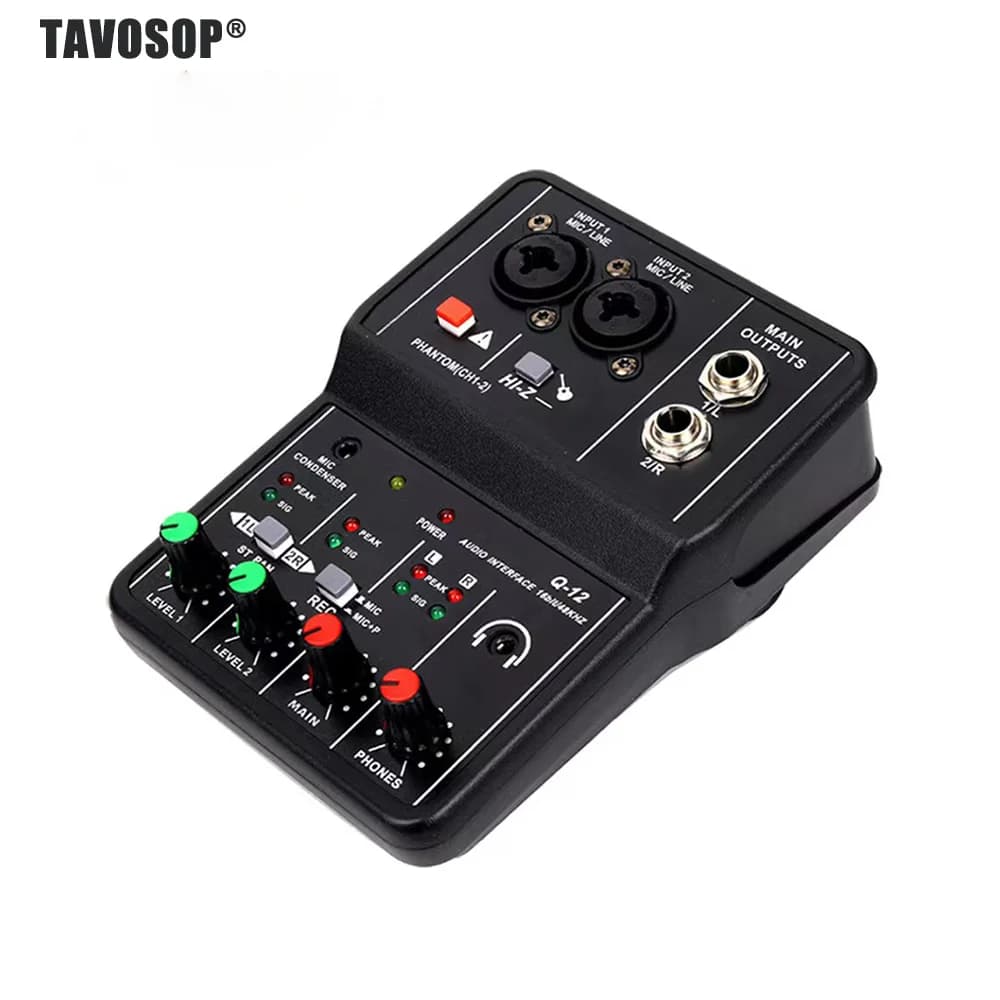 Interfaccia audio professionale portatile, mixer con scheda audio mini USB, adatta per chitarra, studio, canto e computer