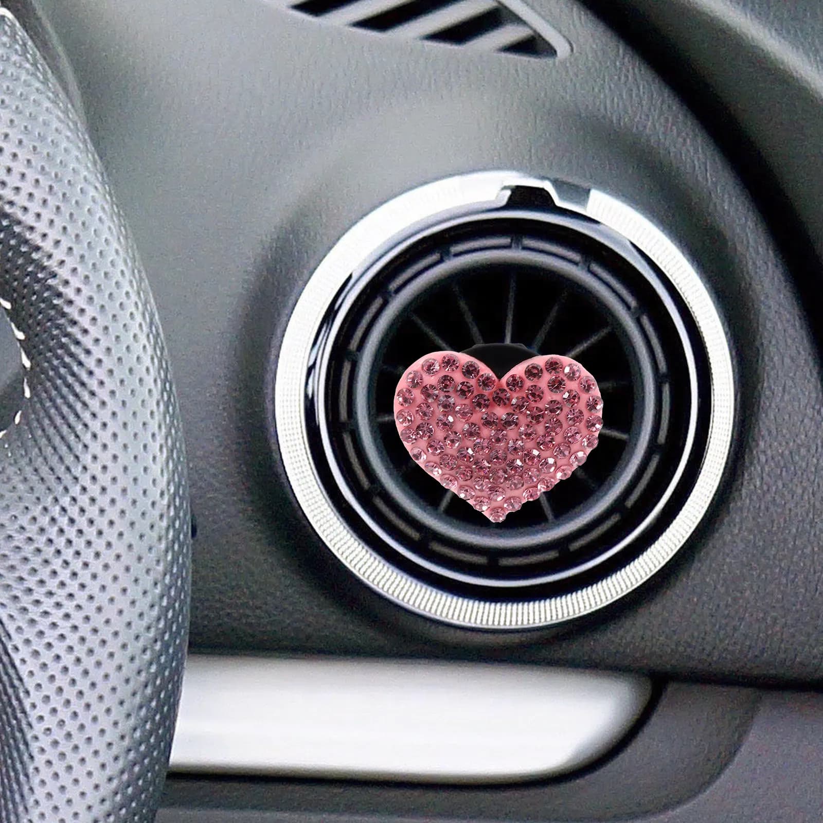 4 Pieces Clip Perfumer for Heart Shaped Air Bottles, Small Aromatic Clip with Rhinestones, Car Decoration for Air Exit