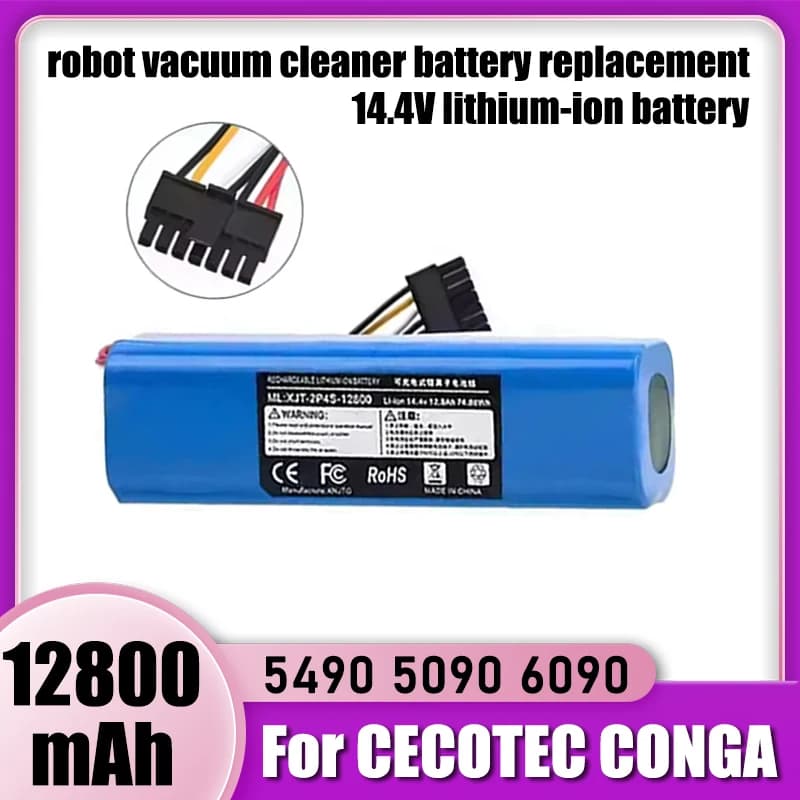 14.4V， Long battery life is more efficient, for CECOTEC CONGA 5090 5490 6090 robot vacuum cleaner battery pack replacement