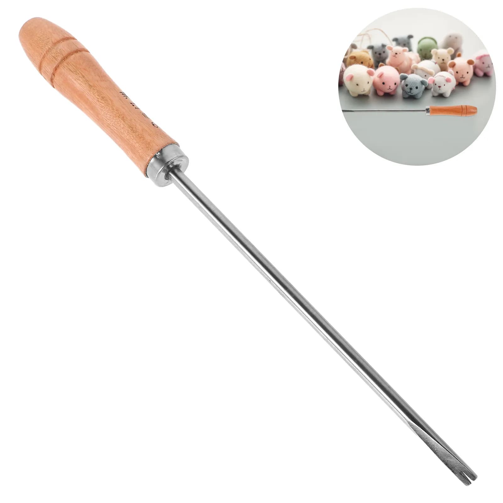 Strumento per Imbottitura Fai-da-Te, Ago Ergonomico con Manico in Legno da 6mm per Cucire e Imbottire, Ago Morbido per Lavori Artigianali e Peluche