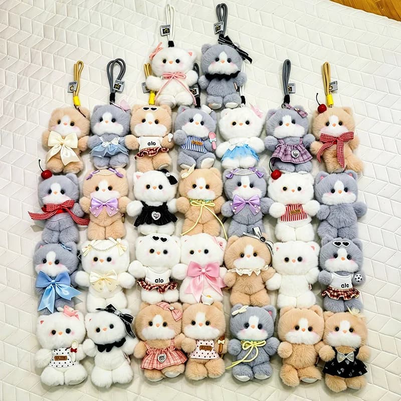 Ciondolo a forma di gatto kawaii, peluche, bambola, decorazione per borsa, portachiavi, regalo di Natale per bambini