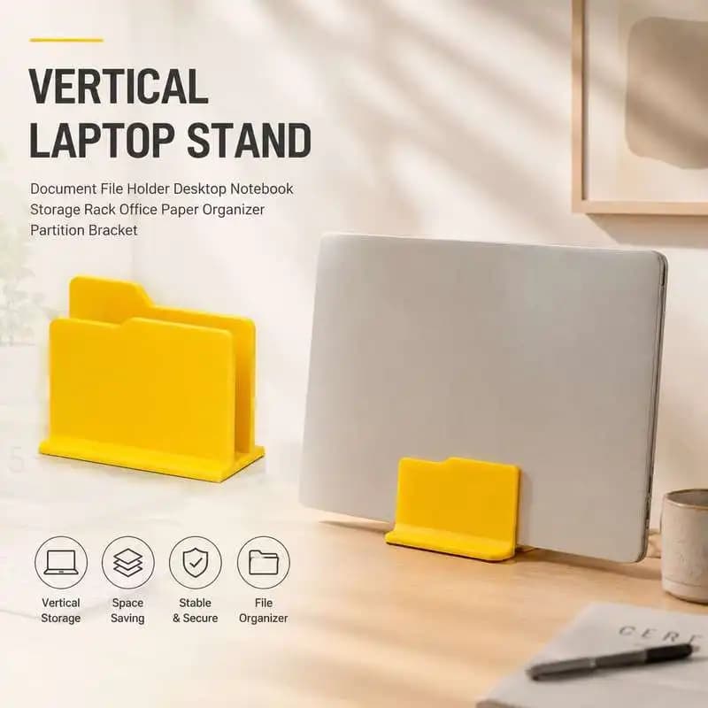 Vertical Laptop Stand Document File Holder Desktop Notebook Storage Rack Office Paper Organizer Partition Bracket