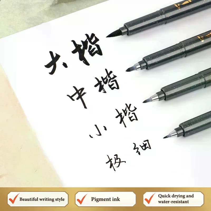 4-Size Calligraphy Pen Set For Writing, Drawing & Hand Lettering, Black Ink Brush Markers For Art, Calligraphy, Sketching