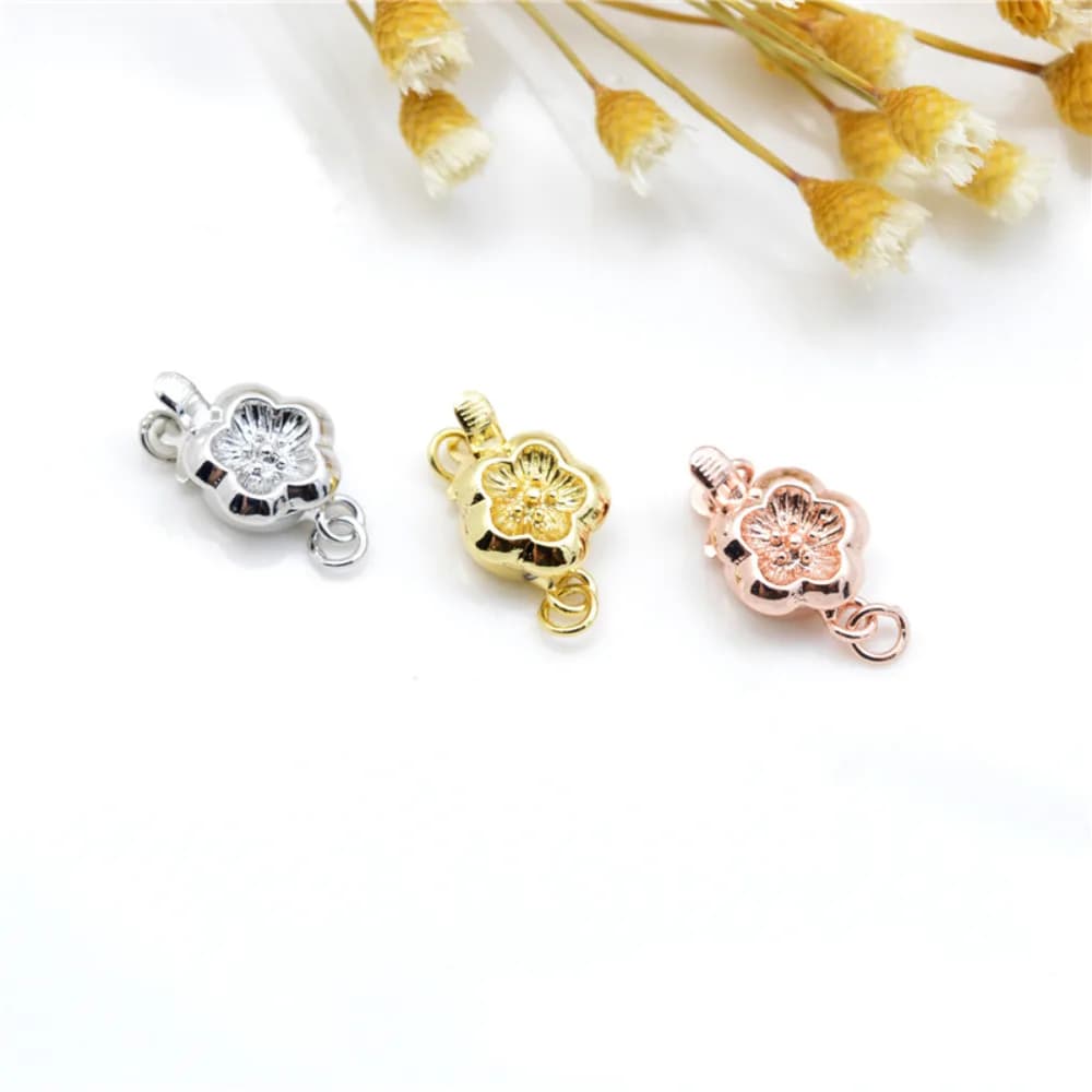 Accessories for Creation Flower Shape Jewelry in Gold, Silver and Pink Gold, Connection buckles for Bracelets and Fai-da- necklaces ♪
