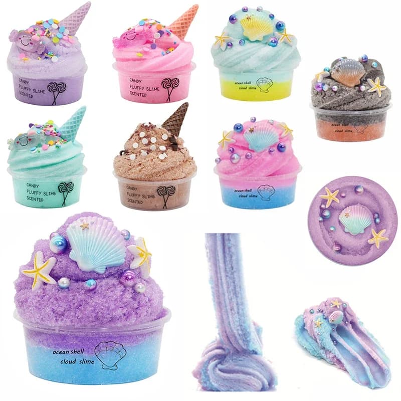 Set di melma fai-da-te giocattoli per bambini nuvola non appiccicosa slime cono gelato giocattolo profumato allevia la pressione arcobaleno charms argilla regali per feste