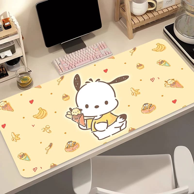 Tappetino per mouse grande da gaming, tappetino per tastiera in gomma, tappetino da scrivania XXL, tappetino per mouse da gaming, tappetino per notebook, tappetino per mouse in stile cartone animato Pochacco.