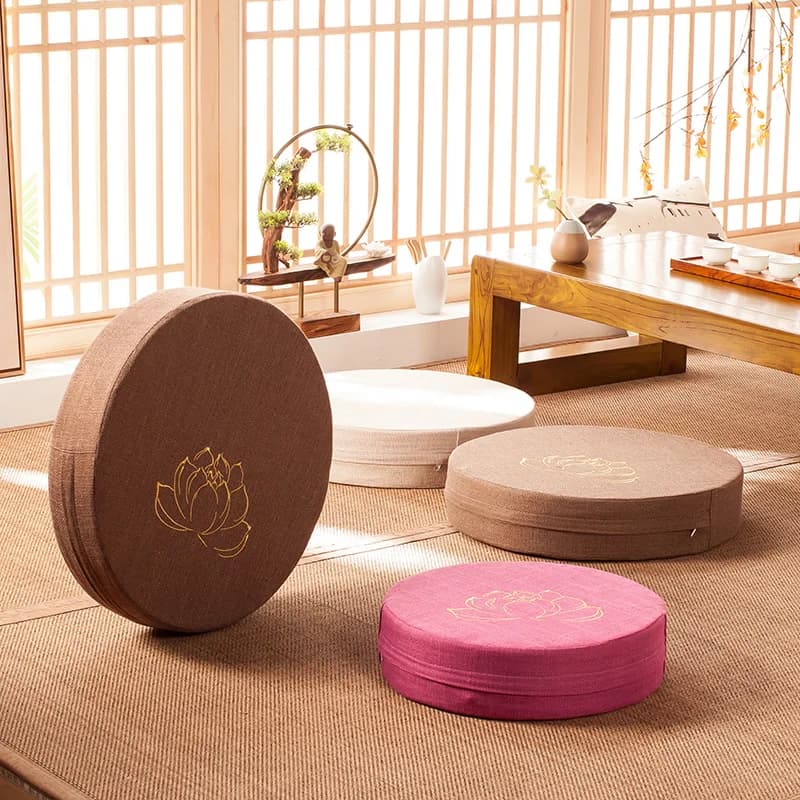Thickened Tatami Zafu Floor Cushion Home Use Meditation Buddha Worship Kneeling Pad Zen Study Pad Balcony Window Floor Pad