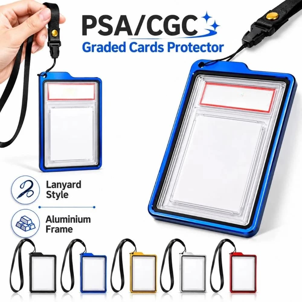 Custodia Protettiva per Carte Gradate 35PT/CGC con Laccetto, Cornice in Alluminio Trasparente, Protezione UV, Vetro Bifacciale