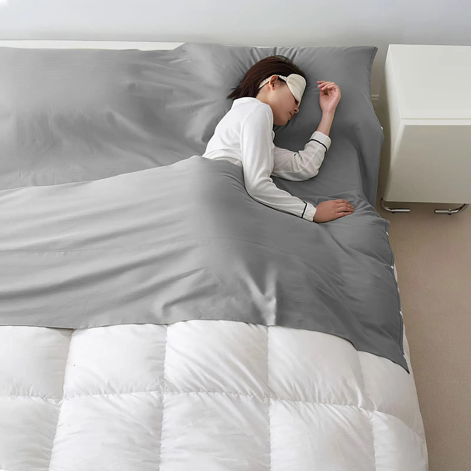 Sacco a Pelo Grande per Hotel, per Adulti, da Viaggio, in Poliestere Leggero e Portatile per Hotel e Campeggio