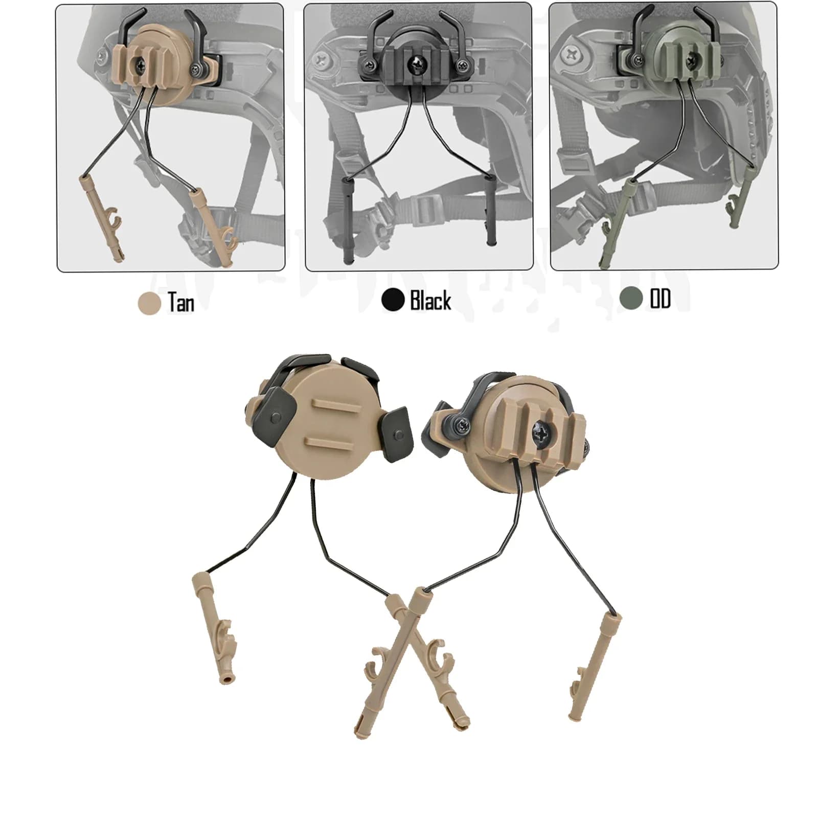 Tactical Headset Rail Adapter supporti per cuffie supporto per cuffie per casco da 19-21mm Airsoft Military Earmuff Hold