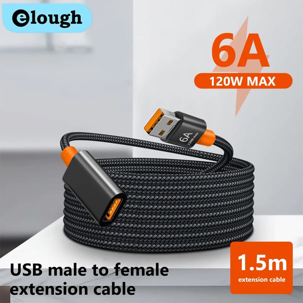 Elough Extension Cable USB 3.0 Computer Desktop Extension Cable for Laptop Extender USB-HUB Smart TV Projector for Car PC