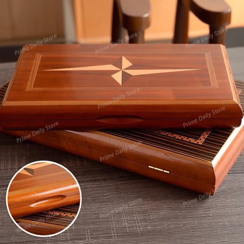 Solid Wood Backgammon Luxury Professional Chess Set Foldable Large Board Handmade Family Table Game Gift