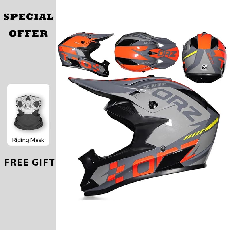 Casco moto fuoristrada ORZ per uomo donna adulto Casco integrale da discesa certificato DOT Casco da corsa fuoristrada per bici da cross