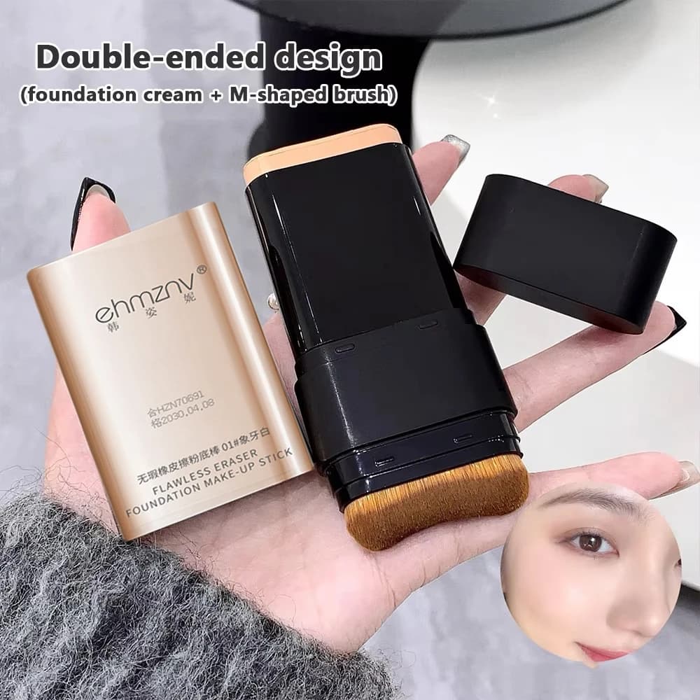 Double tip foundation stick: long-lasting, hides imperfections and uniforms skin tone, laptop for everyday and moving makeup