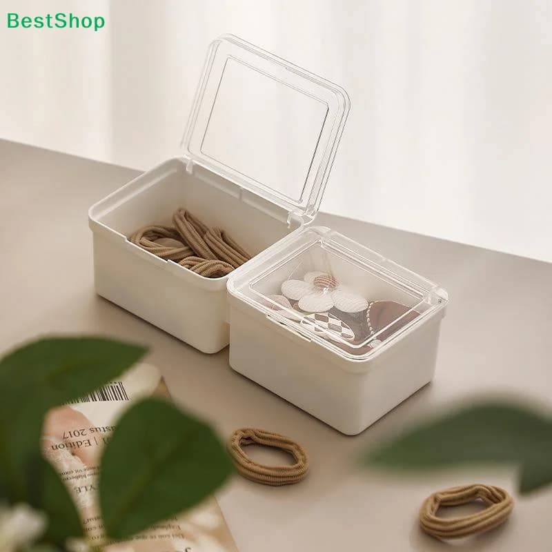 ♥ Scatola di Plastica Impilabile con Coperchio Trasparente - Mini Organizzatore per Elastici per Capelli, Gioielli e Oggetti Vari da Scrivania