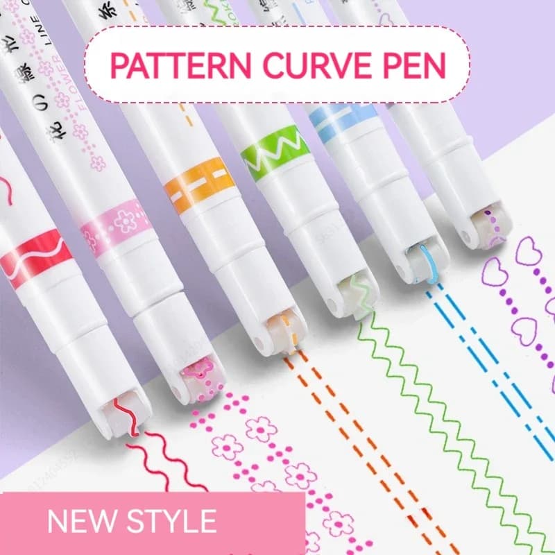 Set di 6 Evidenziatori a Forma di Fiore con Punta a Rullo, Pennarelli Curvi Kawaii, Cancelleria Coreana per Scuola e Ufficio, Idee Regalo