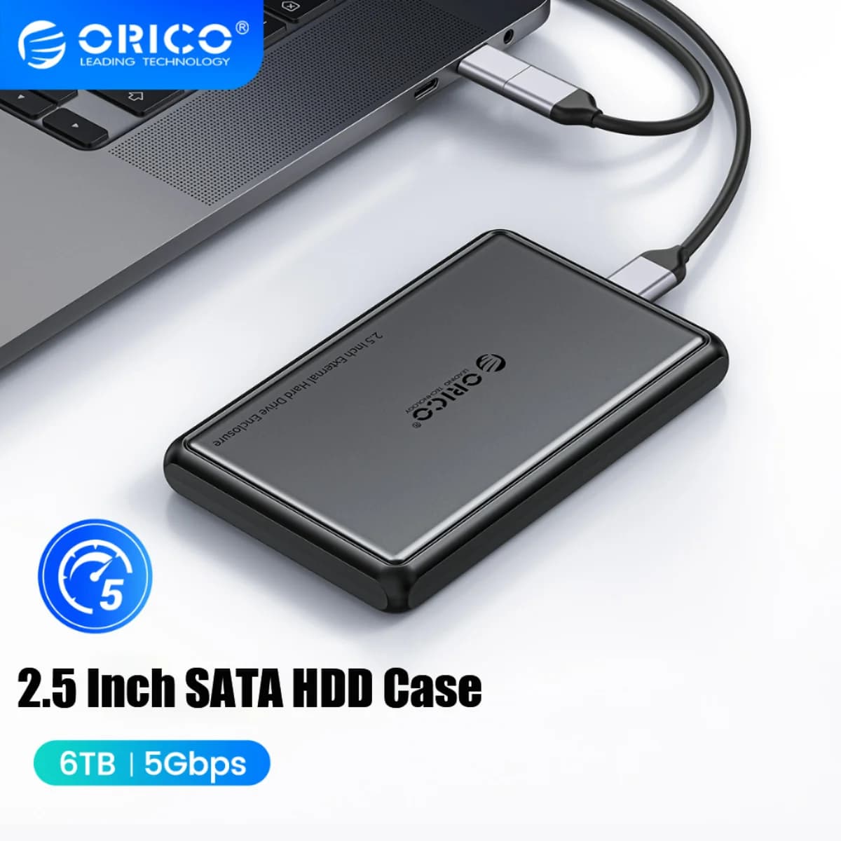 Custodia per disco rigido esterno ORICO da 2,5 pollici Custodia per disco rigido SATA a tipo C da 5 Gbps per SSD HDD PC portatile Custodia in metallo + ABS Dissipazione del calore