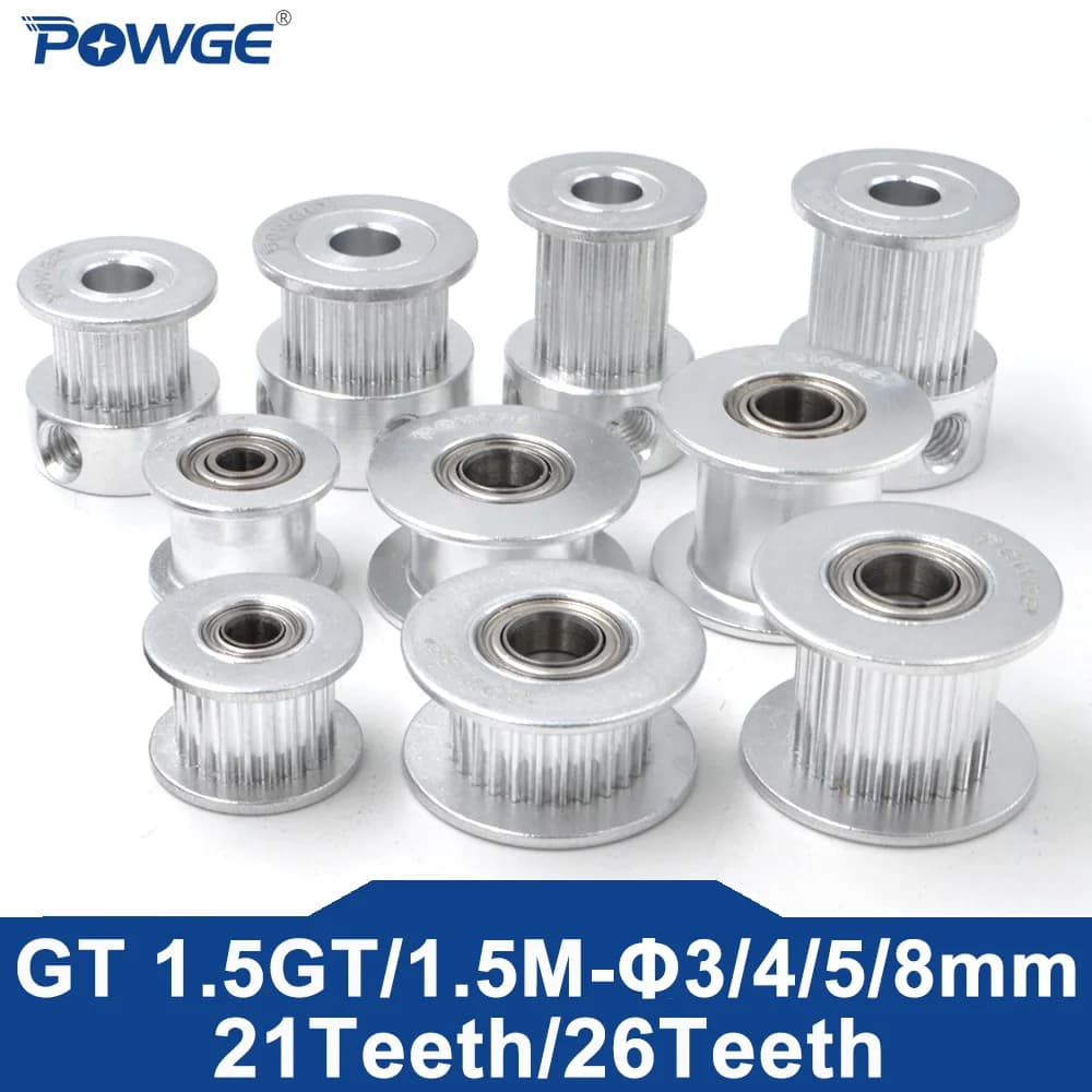 Puleggia di distribuzione POWGE GT 21 26 denti 1.5GT 1.5M con foro 3/4/5/8mm per cinghie larghe 6/9/10mm 21T 26T a piccolo gioco per stampante 3D