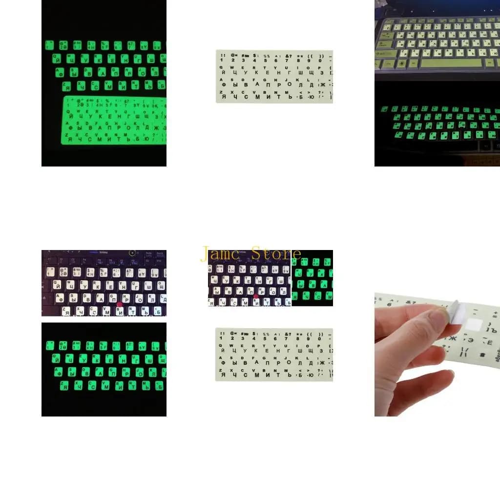 LX0B 1PC Ultrabright Keyboard Stickers Transparent with Russian Letters for Any Laptop Computer PC Desktop Notebook