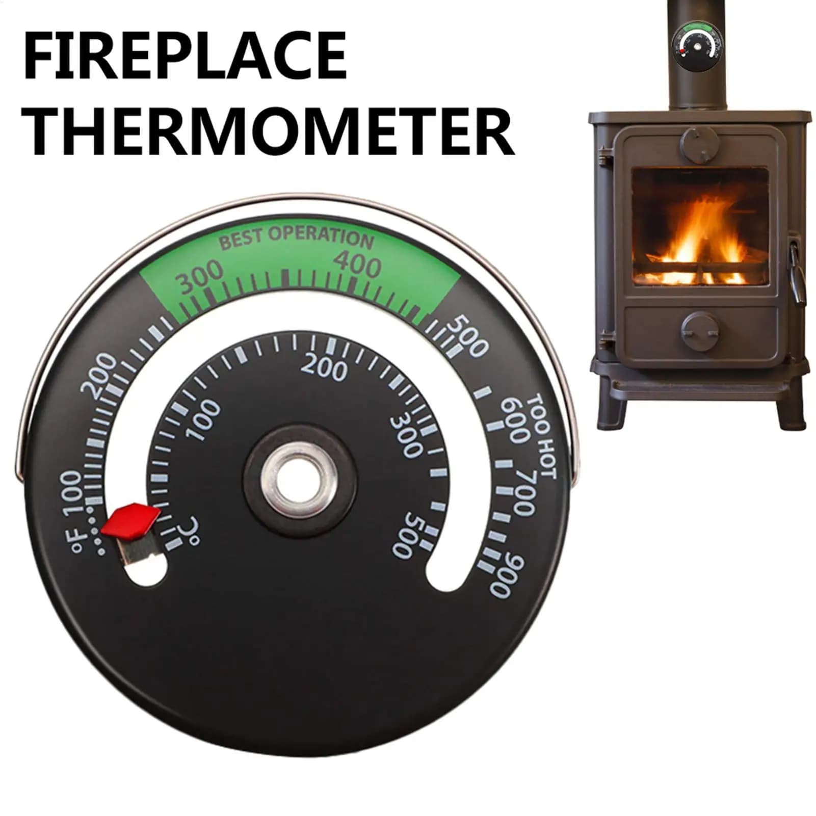 Termometro magnetico per caminetto in legno, termometro per tubi di stufe, accessori per caminetto per evitare danni ai ventilatori della stufa