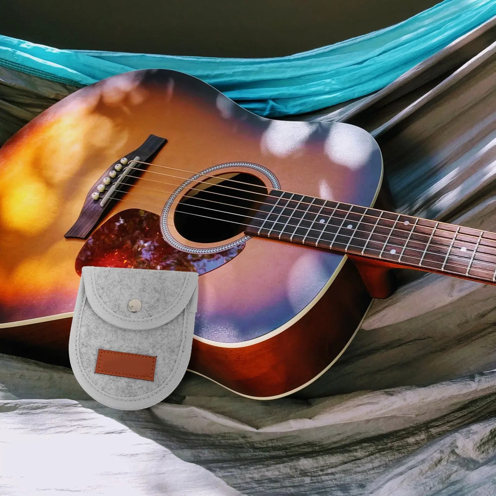 Custodia Portatile per Plettri da Chitarra in Feltro Rigido con Cerniera, Leggera, da Viaggio, per Chitarra Acustica ed Elettrica (1 Pezzo)